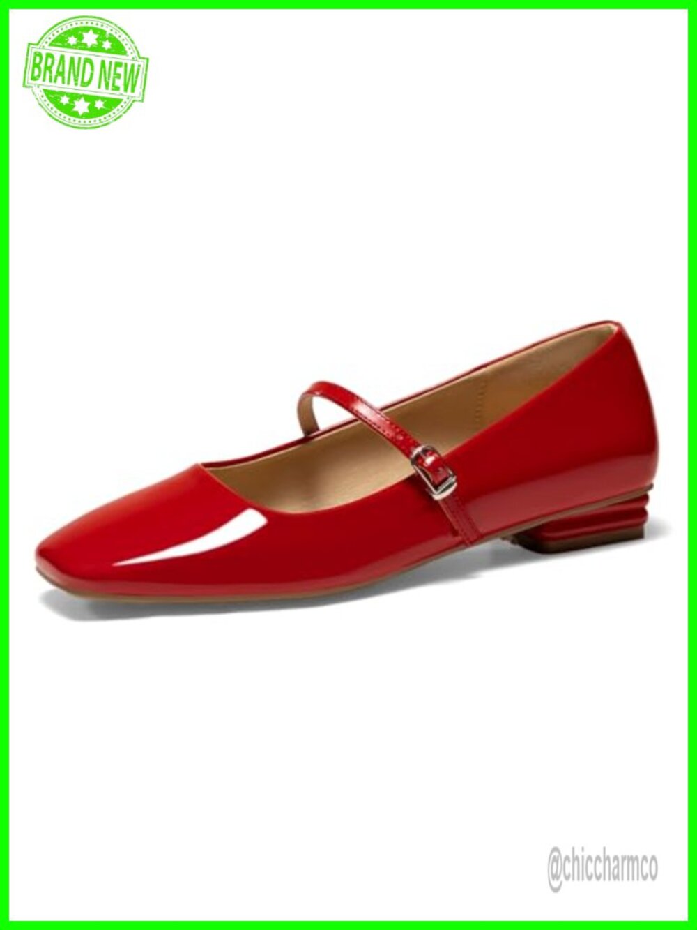 Women's Mary Jane Flats Closed Square Toe Ballet Flat Dress Shoes